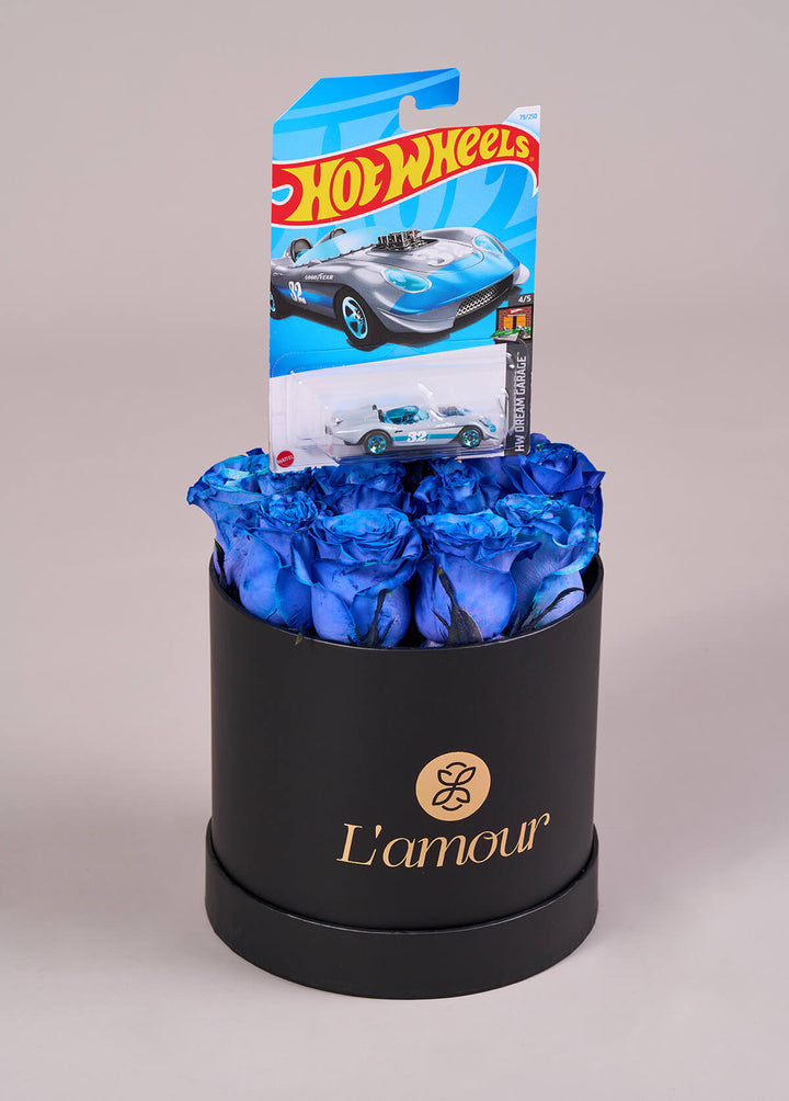 Box de Rosas Azules y Carrito Hot Wheels: Force