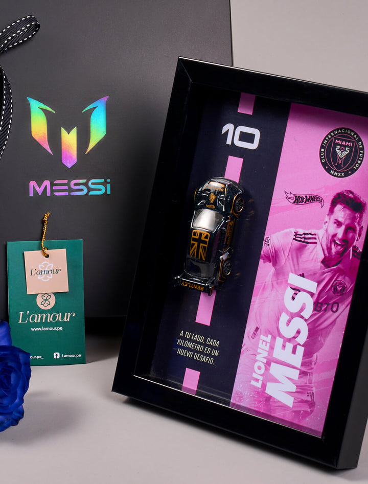 Box de Regalo Hot Wheels: Cuadro Messi + Carrito