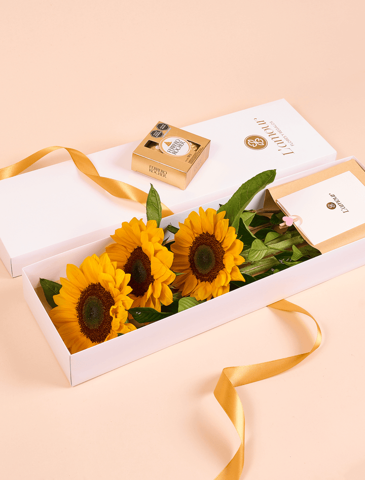 Caja 3 Girasoles y Caja de Chocolates